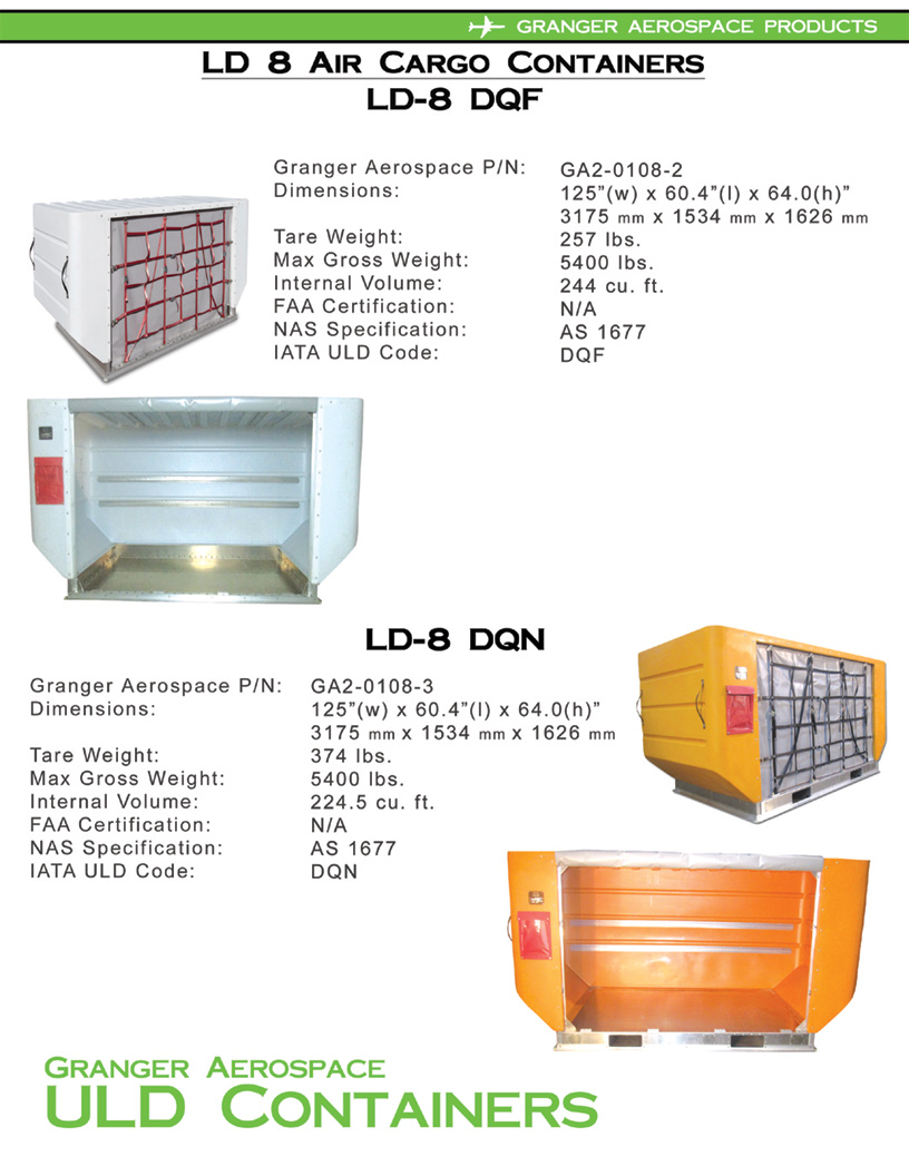 LD 8 Air Cargo Container Information, LD 8, ULD 8, DQF, DQN, Granger Aerospace
